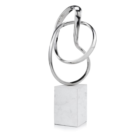 Palacedesigns Silver, White Aluminum & Marble Abstract Sculpture - 5.5 x 7.5 x 17.5 in. PA3088947